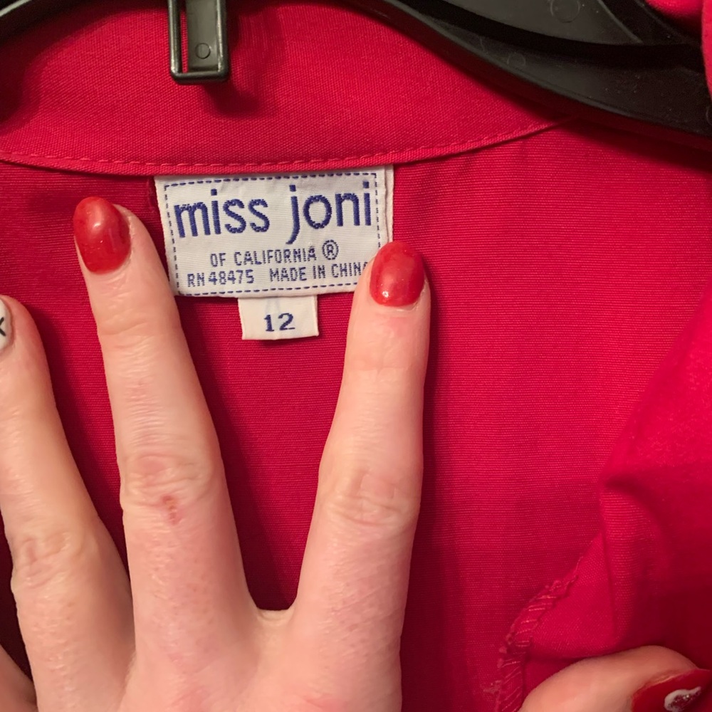 Red Button Up Dress With Multi Color Stripes - image 3